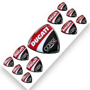 Ducati Corse 3d epoxy resin domed chrome emblem decal stickers