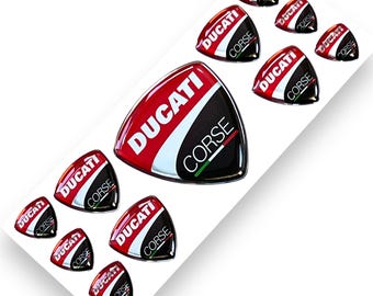Pegatinas con emblema cromado abovedado de resina epoxi 3D de Ducati Corse