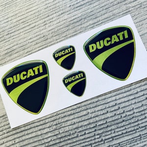 Ducati green/black 3D epoxy resin domed emblem decal stickers