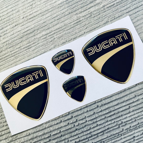 Pegatinas con emblema abovedado de resina epoxi 3D dorada de Ducati