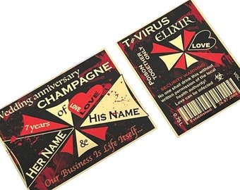 Personalised Wedding anniversary champagne label Umbrella Corporation Resident Evil