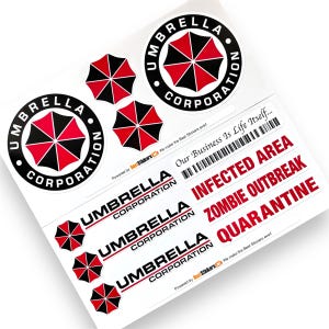 Umbrella Corporation Resident Evil Infected Zombie vinyl stickers decals