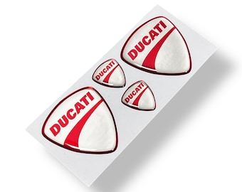 Pegatinas con emblemas de resina epoxi abovedados 3D en rojo/cromo de Ducati