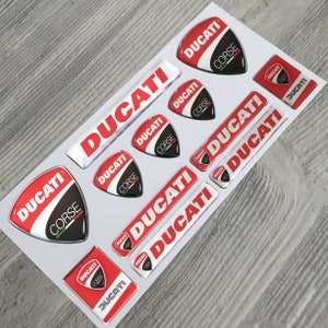 Ducati Corse 3d epoxy resin domed big emblem decal sticker set