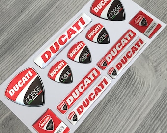 Juego de pegatinas con emblema grande en forma de cúpula de resina epoxi 3D de Ducati Corse