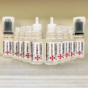 x10 Umbrella Corporation Resident Evil T-Virus et Anti-Virus Bouchon à visser inviolable vide de 10 mm et pipette pour liquide