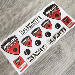 Ducati Corse  3d epoxy resin domed big emblem decal sticker set