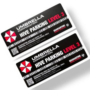 2pcs Umbrella Corporation Hive Parking Level 3 Resident Evil Vinyl Decal Sticker