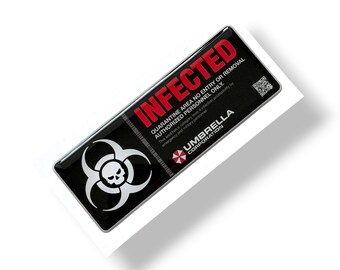 Pegatina abovedada de Umbrella Corporation infectada de Resident Evil, 112 x 42 mm