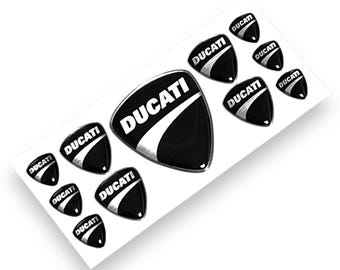 Pegatinas con emblema abovedado de resina epoxi 3D negra de Ducati