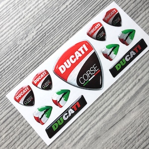 Ducati 3d epoxy resin domed emblem decal stickers set