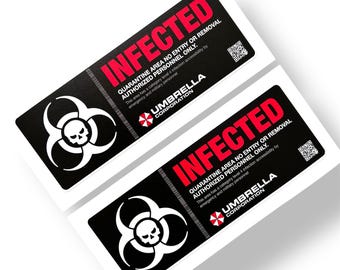2 stuks Umbrella Corporation Resident Evil Infected Biohazard autostickers sticker:
