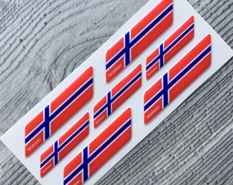 3D Domed Resin Norway Flag Sticker – Vinyl Adhesive Decal For Car, Laptop, Or Any Surface