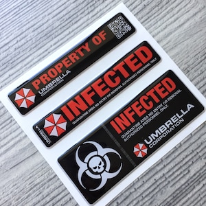 Umbrella Corporation Resident Evil Infected Zombie domed stickers decal