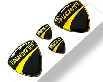 Ducati yellow 3D epoxy resin domed emblem decal stickers