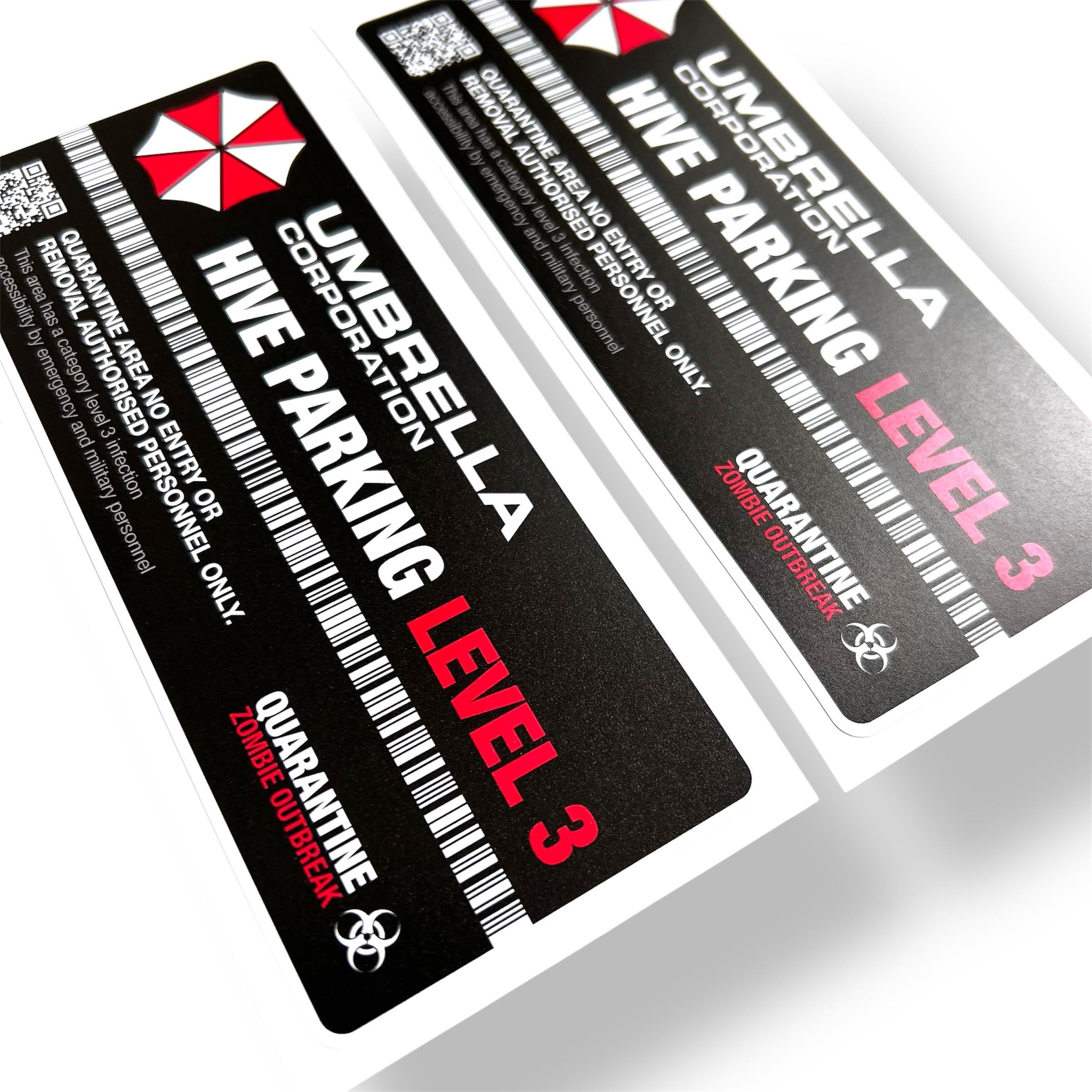 HQStickers Umbrella Corporation Hive Parking Level 3 Resident Evil Vinyl Decal - 2-Pack, Glossy