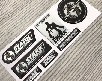 Pegatinas con emblema abovedado de resina epoxi 3D de Iron Man Stark Industries Tony Chrome