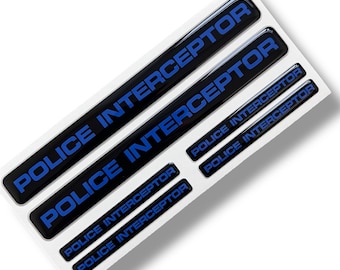 Police Interceptor 3d Domed epoxy sticker Emblem Explorer SHO Fusion black/blue