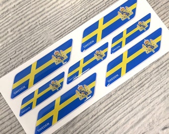 Pegatinas 3D de resina epoxi con la bandera de Suecia