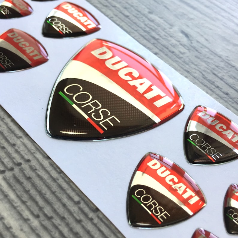 Ducati Corse 3d Epoxy Resin Domed Chrome Emblem Decal Stickers Etsy