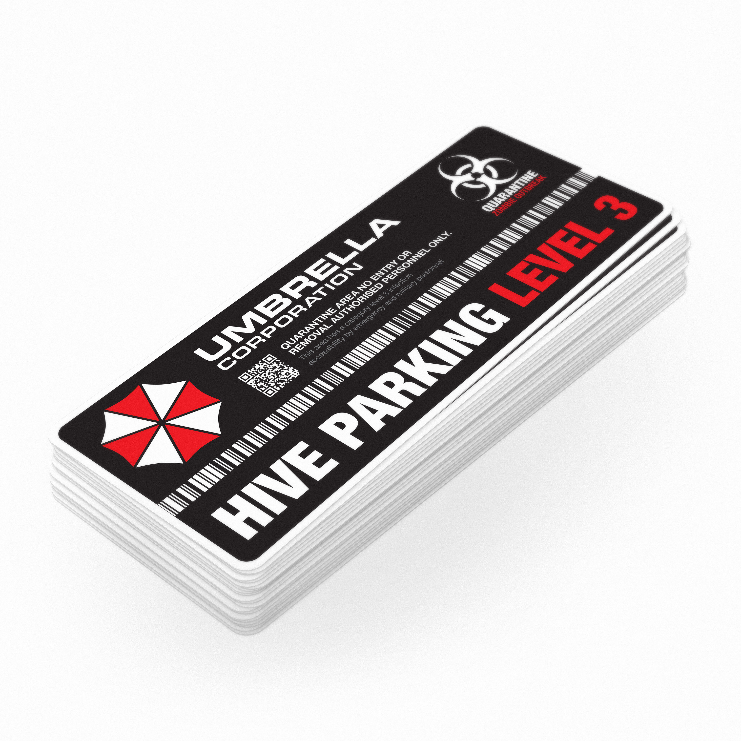 3pcs Umbrella Corporation Hive Parking Level 3 Resident Evil Vinyl Decal  Sticker 