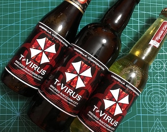 8pcs Umbrella Corporation Resident Evil Beer custom botella regalo pegatinas