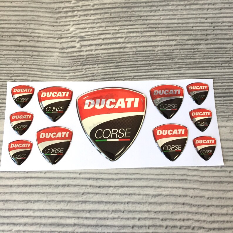 Ducati Corse 3d Epoxy Resin Domed Chrome Emblem Decal Stickers Etsy