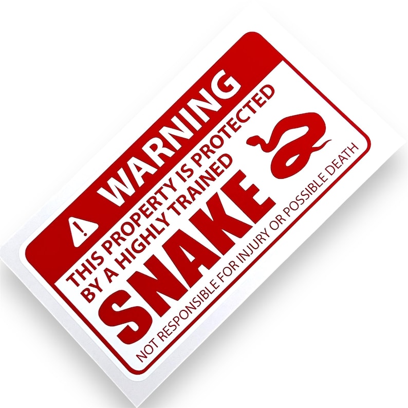 Snake Control Sign Snake Warning Sign Vinyl Sticker Decal X2 Pieces - Etsy Australia