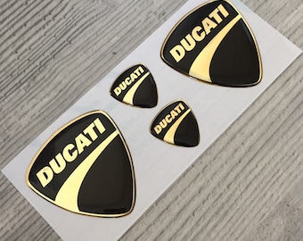 Pegatinas con emblemas abovedados de resina epoxi 3D dorados de Ducati