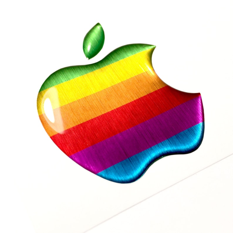 4x Apple Rainbow logo 3d domed stickers emblems fit on image 1. Back to sea...