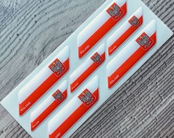 Pegatinas con forma de cúpula de resina epoxi 3D de la bandera de Polonia