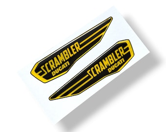 2 emblemas adhesivos 3D abovedados con diseño amarillo de Ducati Scrambler