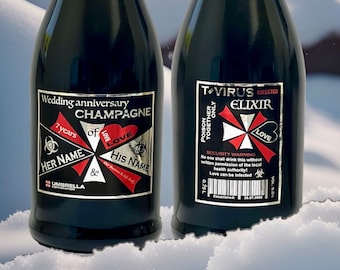 Etiqueta adhesiva personalizada para champán y vino de aniversario de Umbrella Corporation Resident Evil