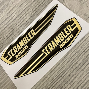 x2 Ducati Scrambler 3d domed sticker emblems gold edition