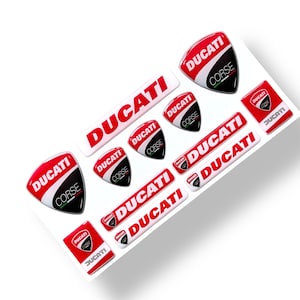 Ducati Corse 3d epoxy resin domed big emblem decal sticker set