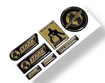 Pegatinas con emblema abovedado de resina epoxi 3D de Iron Man Stark Industries Tony Chrome GOLD