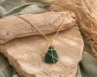 Colgante de cristal marino verde oscuro