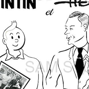 Tintin and Herge (black & white)