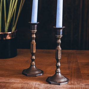 Vintage Brass Candle Holders Boho Decor Bohemian Decor Mid Century Decor Wedding Table Decor