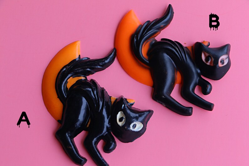 Vintage Fraidy Cat Halloween Cake Toppers Cupcake Toppers Vintage Baking Decorations image 2