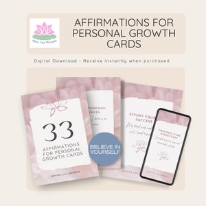 Cartes d'affirmations pour la croissance personnelle - amour de soi, être positif, capable, comment atteindre ses objectifs, apprendre à avoir confiance en soi, avoir une croyance intérieure, inspirer
