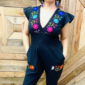 Mariposa Embroider Palazzo  - Jumpsuit Dress - Mexican Jumper Dress