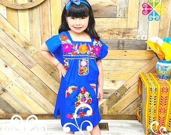Bordar Niños Tehuacán Vestido - Vestido Mexicano -Vestido 5 de Mayo - Vestido de Verano
