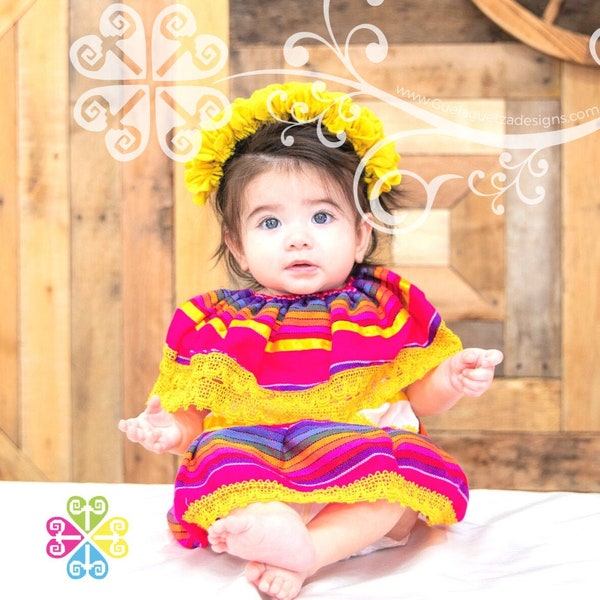 Children Campesino Dress - Mexican Dress - 5 de Mayo Dress - Colorful Cambray Fabric