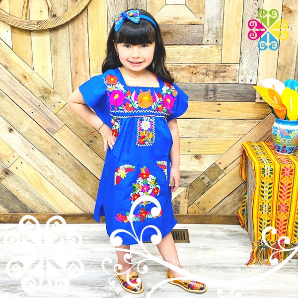 Broderie enfant robe Tehuacan - Robe mexicaine - Robe -5 de Mayo - Robe d'été