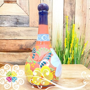 Floreado Tequila Flasche - Flasche Tonbehälter - Mexikanischer Garifa - Tequila Flaschenbehälter