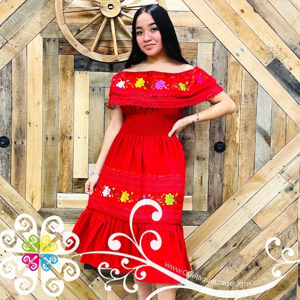 Robe Campesino pour femme - Robe d'été mexicaine - Robe mexicaine authentique