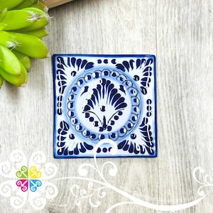 Blue Talavera Coaster - Mexican Coasters - Authentic Coaster - Talavera Puebla