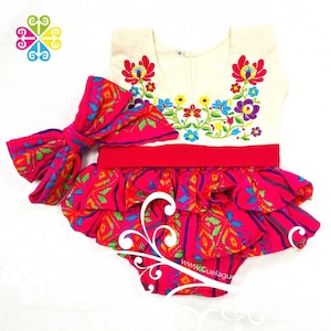 Fuchsia Little Quetzaly Set - Children Set - Mexican Outfit - 5 de Mayo Outfit - Traje Mexicano