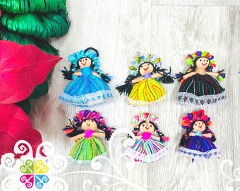 Set of 6, Set of 12 - Mini Otomi Doll Ornament - Mexican Doll Ornament